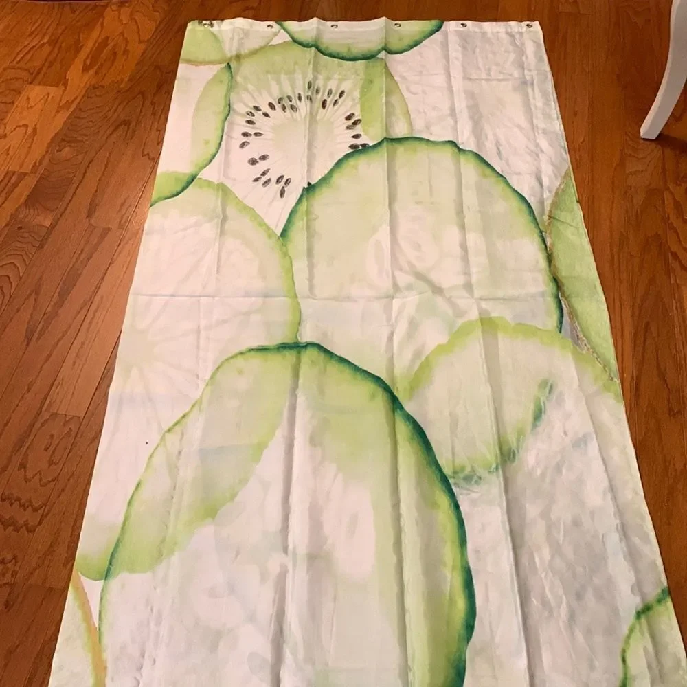 Shower curtain: 70” wide 72” long & 12 shower hook holes
